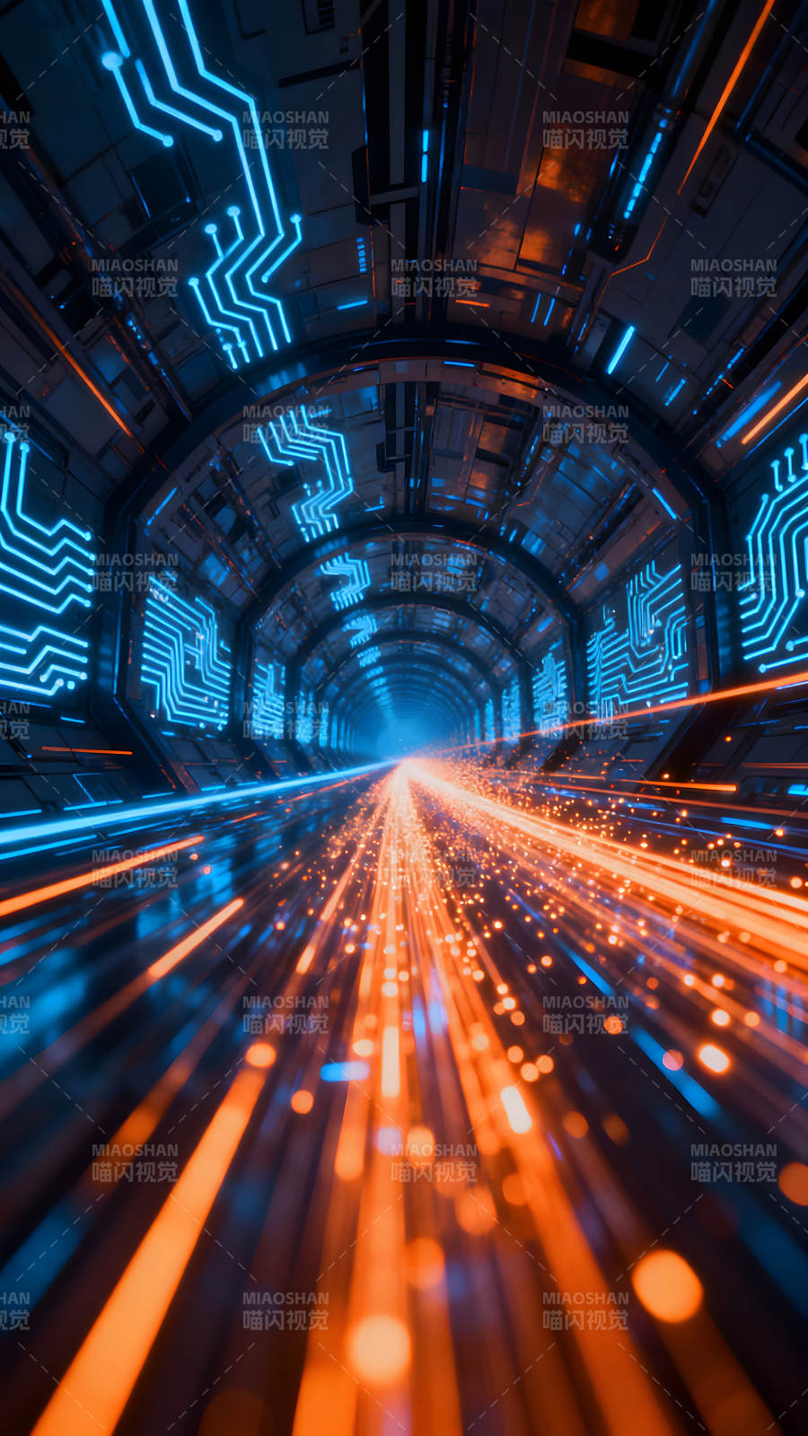 科技隧道光影纵深感图片