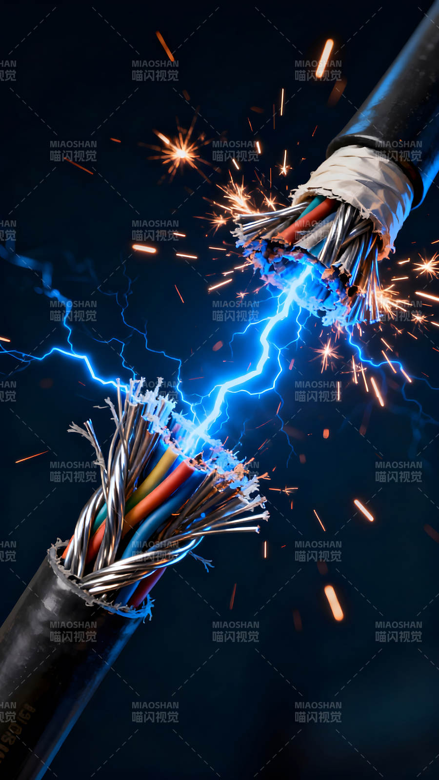 电线断裂火花飞溅图片