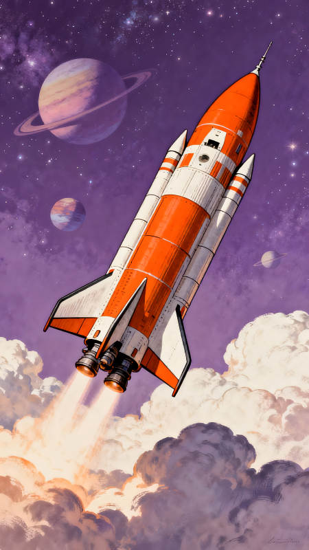 火箭升空星空宇宙充满幻想图片