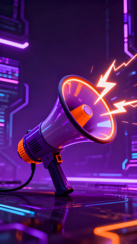 霓虹灯扩音器与闪电特效图片