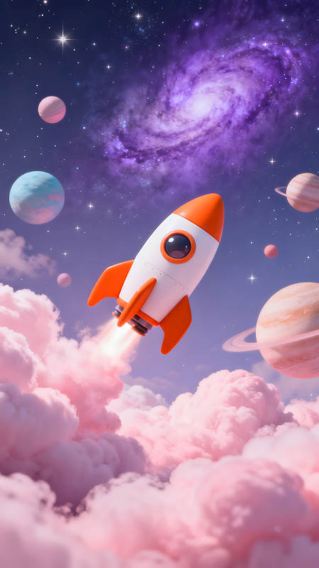 火箭遨游宇宙奇幻景象图片