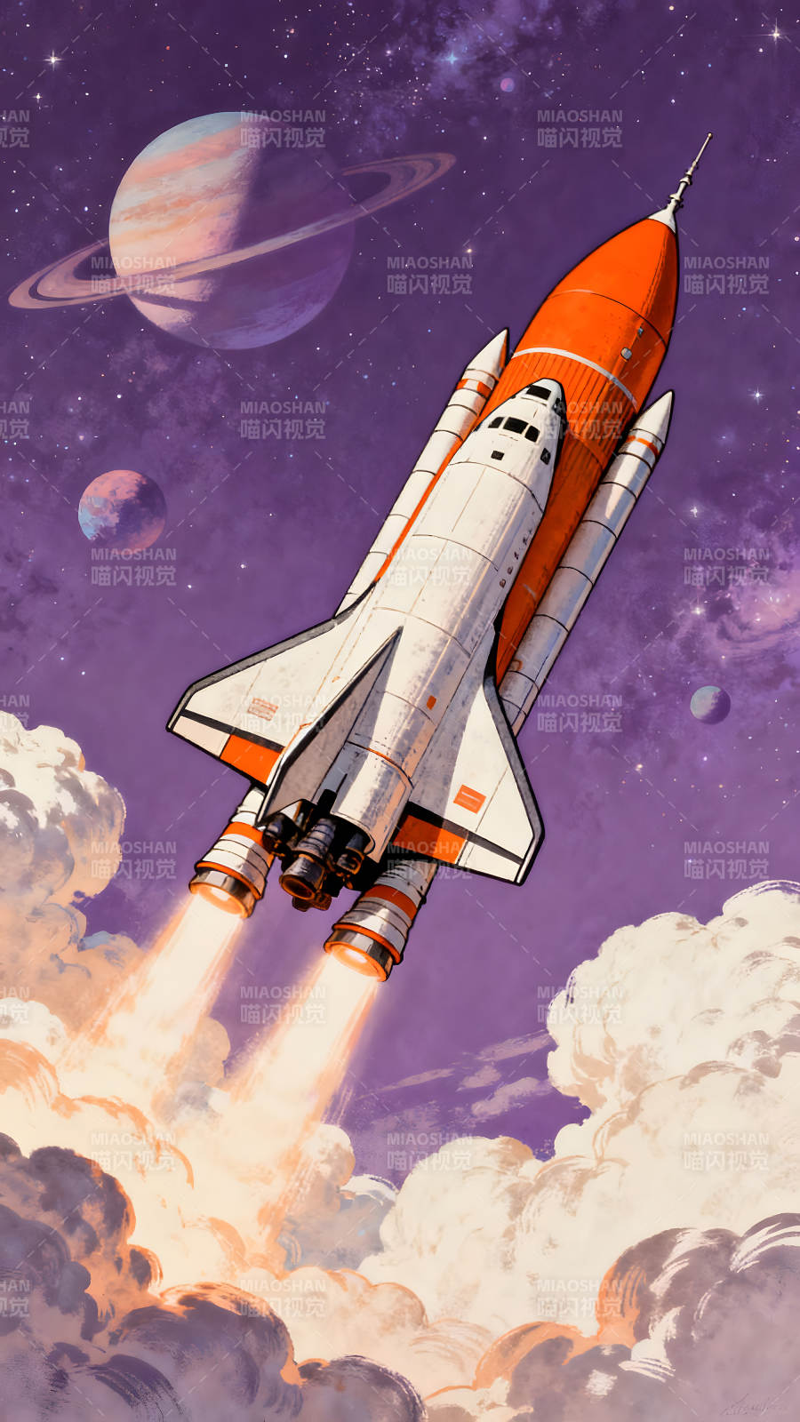 宇宙飞船冲向太空星系中的冒险旅程图片