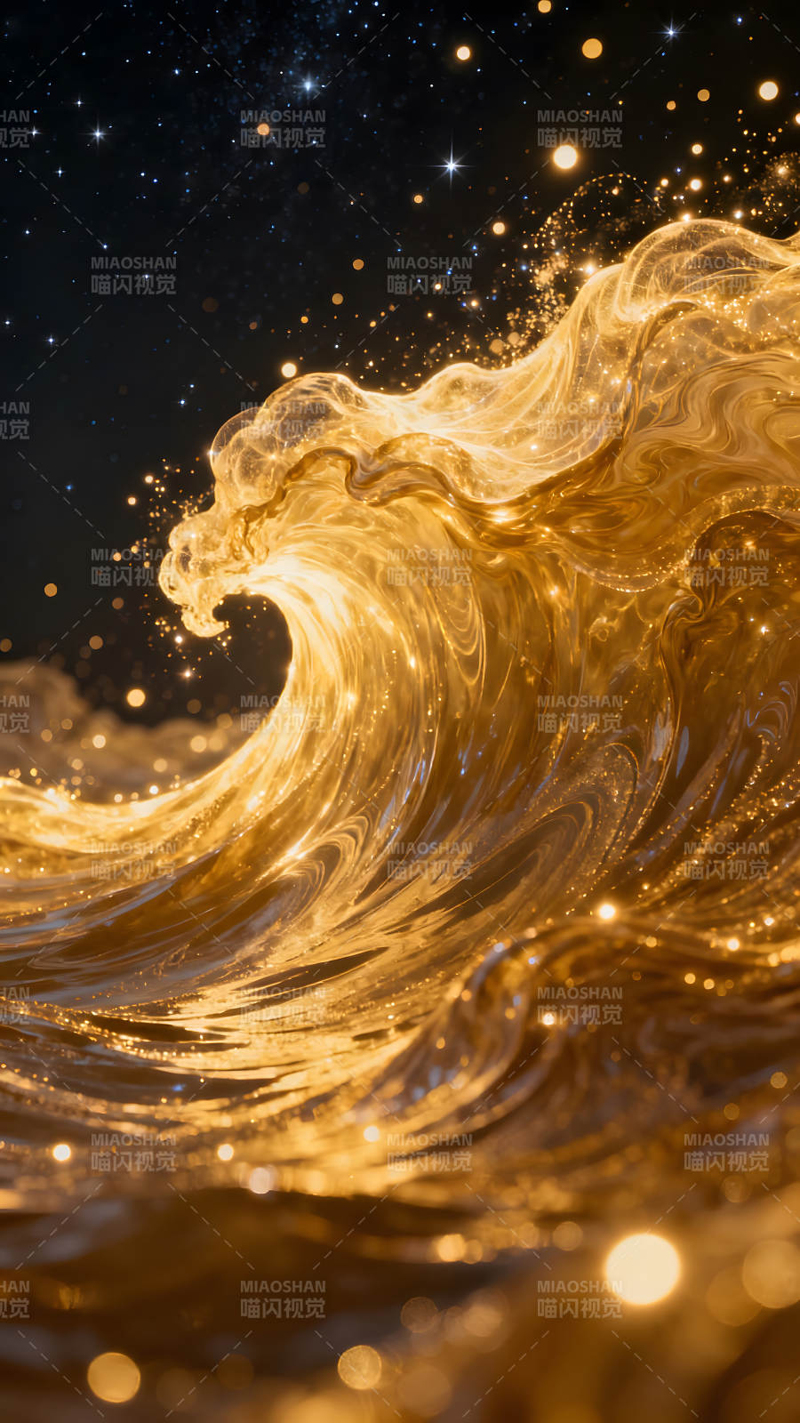 金光闪耀的宇宙海浪图片