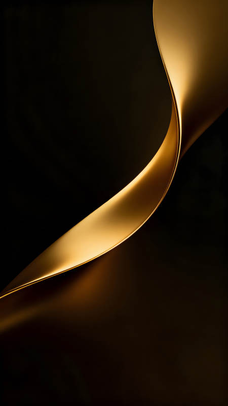 金色绸带在黑色的衬托下优雅弯曲图片