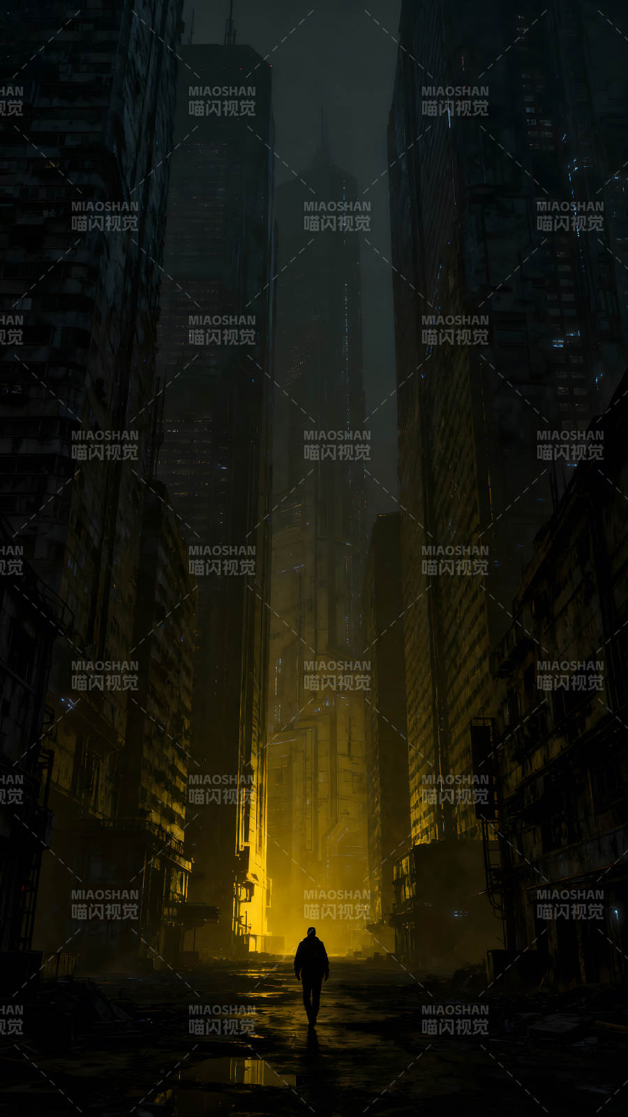 末日城市行人黑暗氛围图片