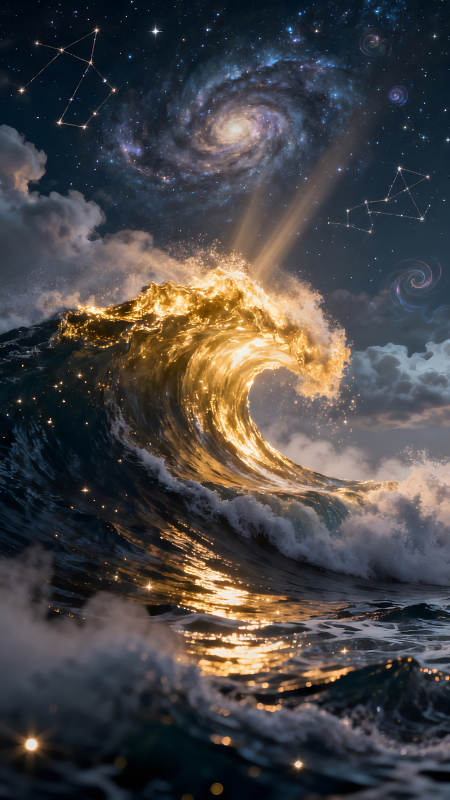 星空下的金色巨浪图片