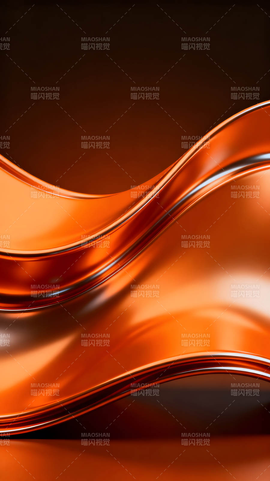 流畅的橙色金属波浪纹理图片
