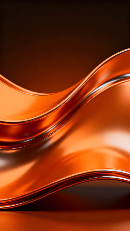 流畅的橙色金属波浪纹理图片