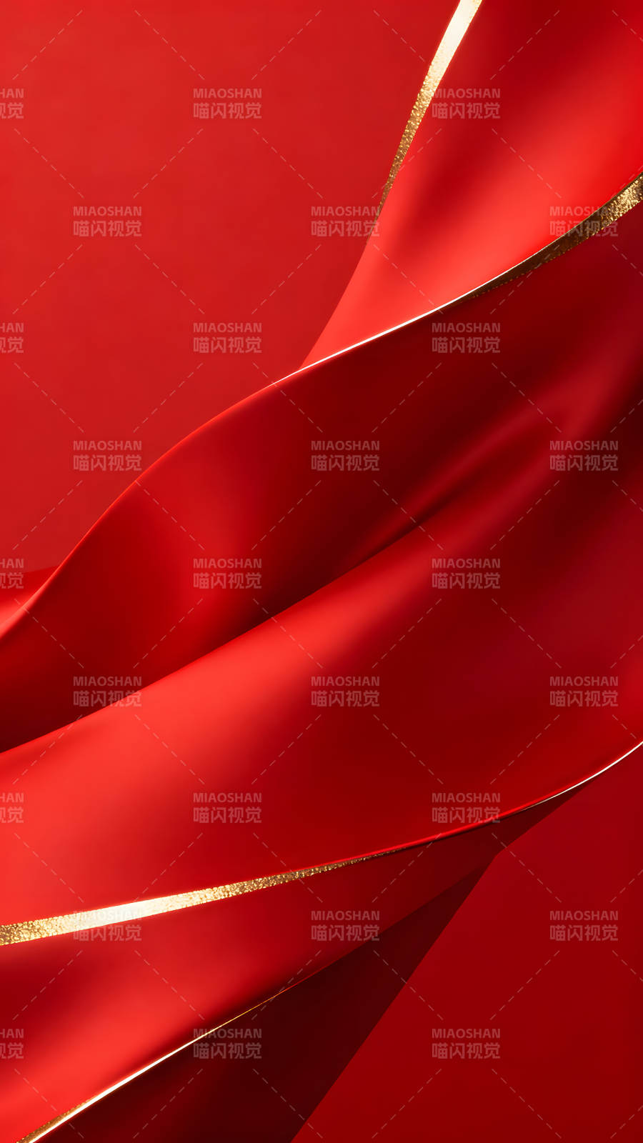 红色丝绸背景金边闪耀图片