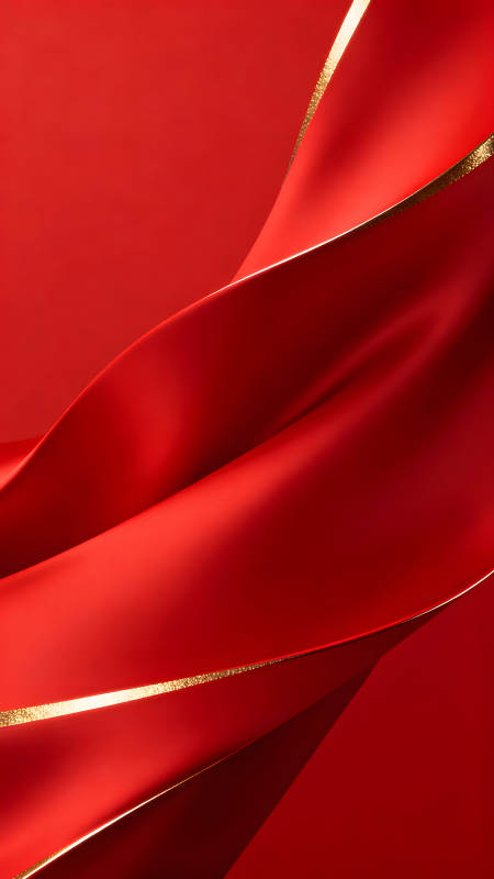 红色丝绸背景金边闪耀图片