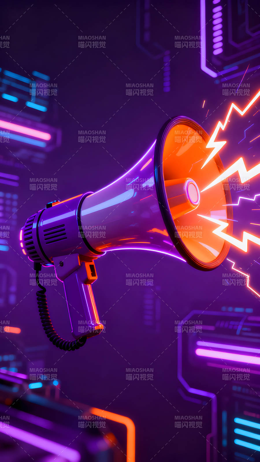 霓虹灯扩音器科技感十足图片