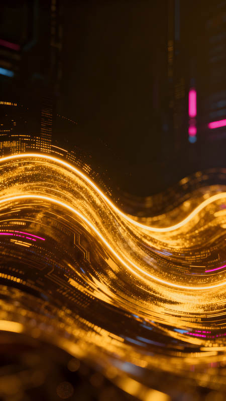 抽象的数字光线流动科技感十足图片