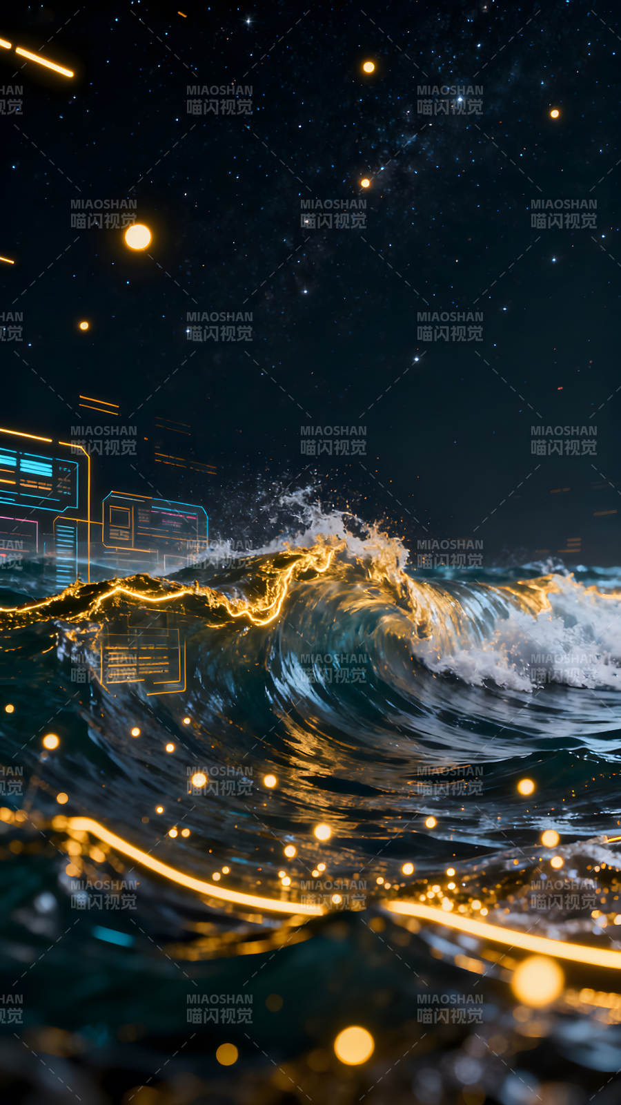 夜空海洋科技之光图片