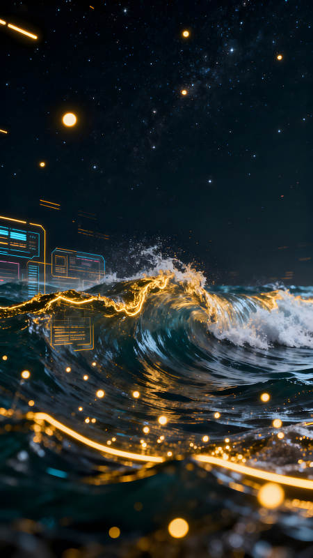 夜空海洋科技之光图片