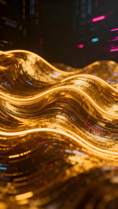 金光流动的抽象科技感画面图片