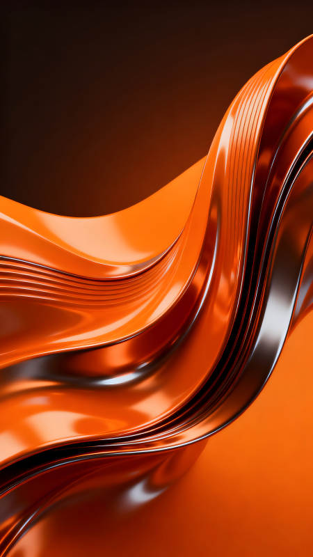 橙色流畅线条的抽象艺术图片