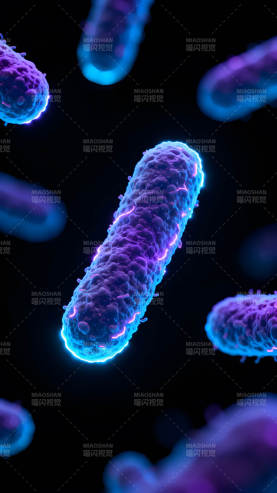 细菌特效图蓝紫色光图片