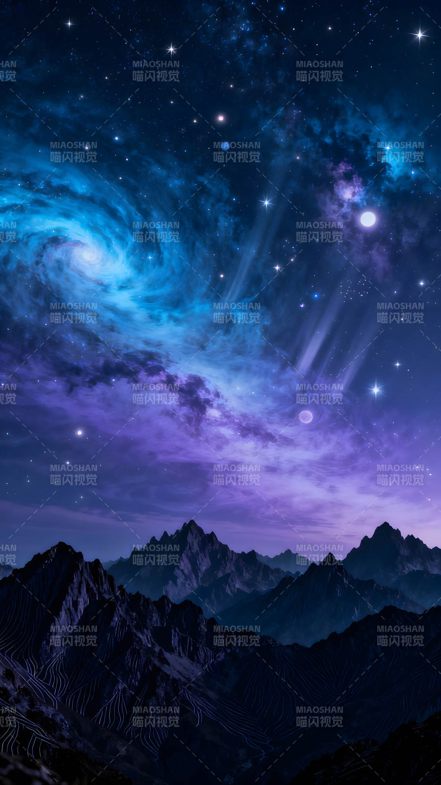 宇宙山脉星空奇观图片