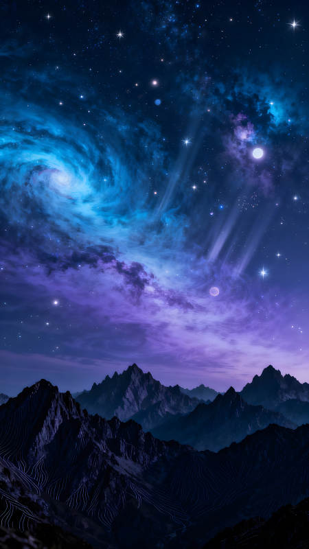 宇宙山脉星空奇观图片