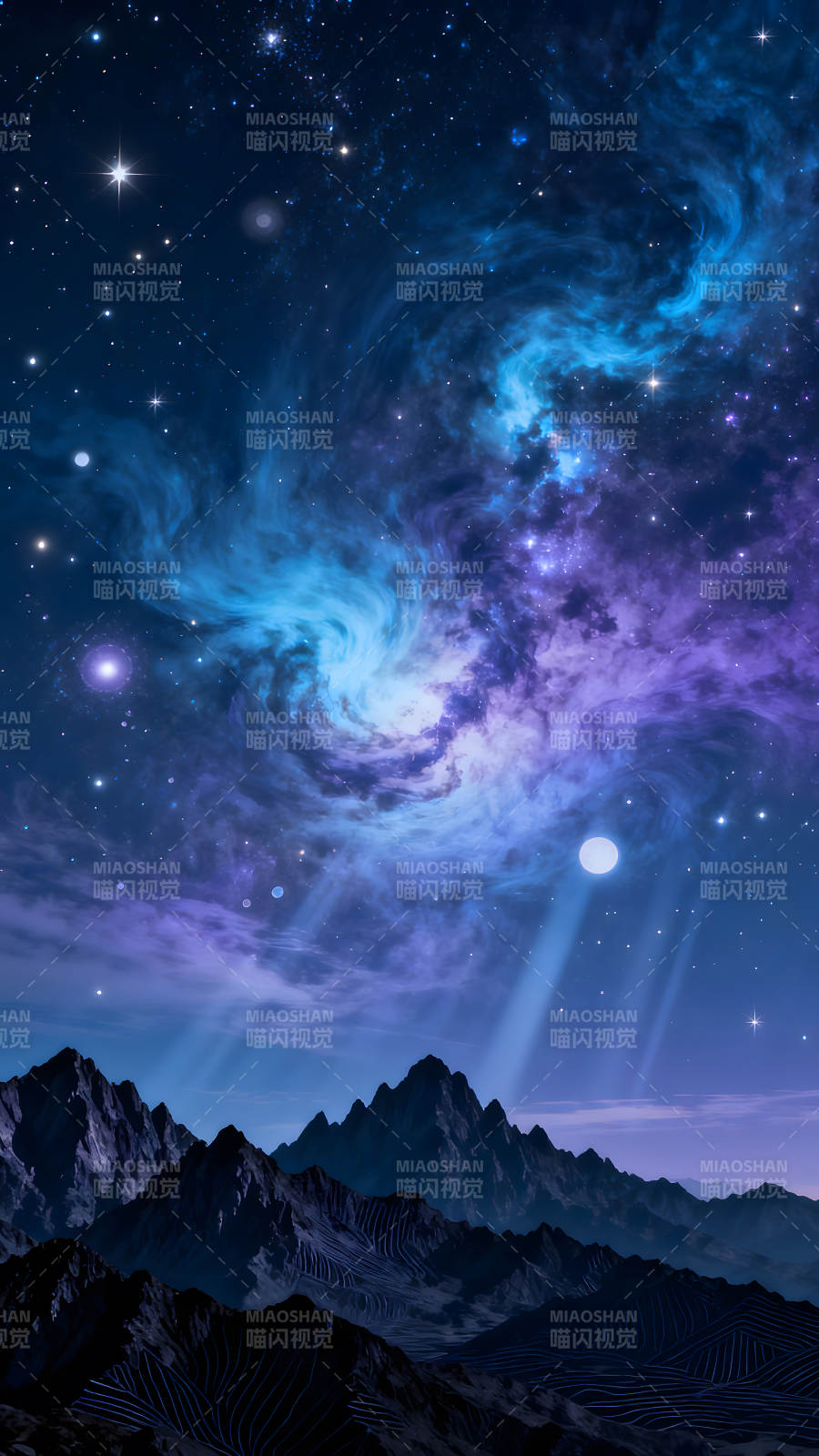 宇宙山脉星空奇观图片