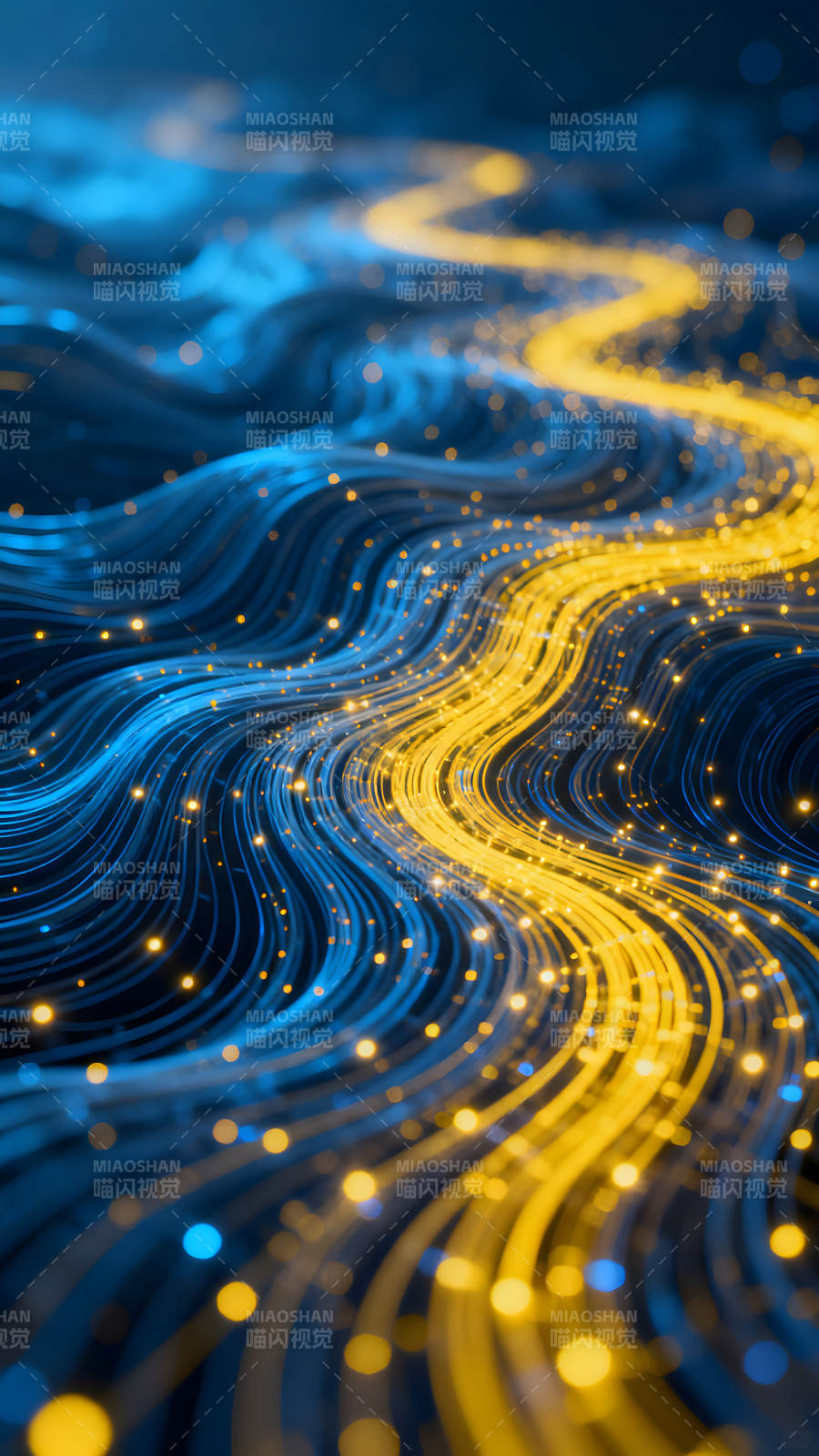 蓝金光线抽象流动图片