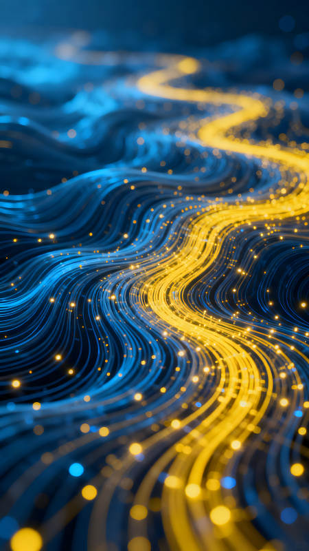 蓝金光线抽象流动图片