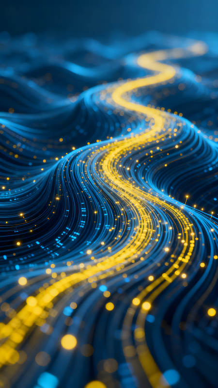 蓝金曲线交织的光影流动图片