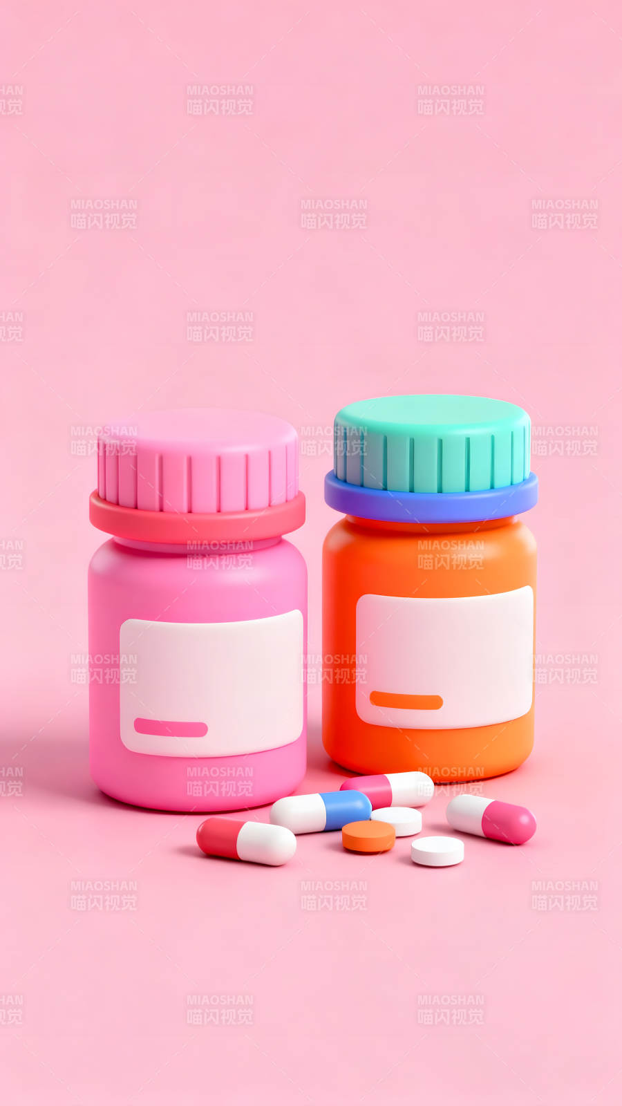 卡通药瓶与药丸组合图片