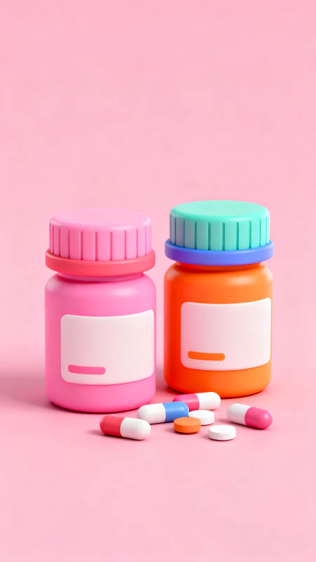 卡通药瓶与药丸组合图片