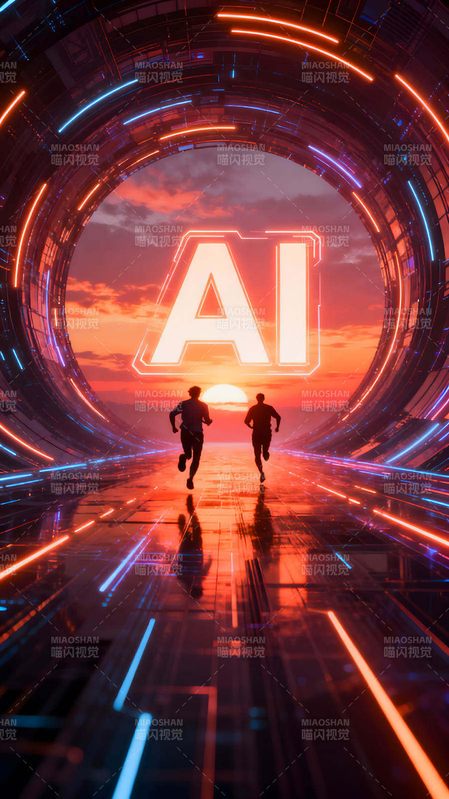 AI时代奔跑的未来愿景图片