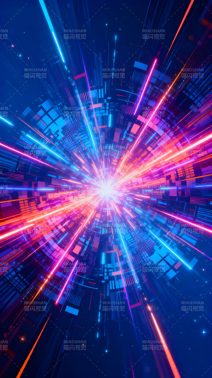 绚丽的光线爆发于科技空间图片