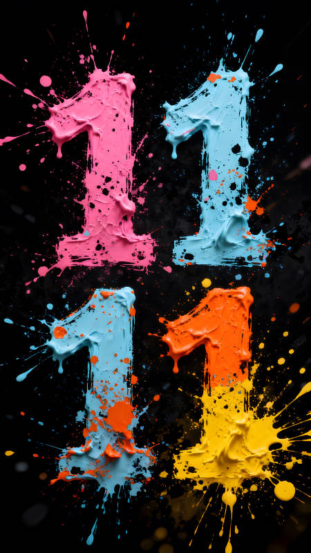 彩绘数字1的创意四方排列图片