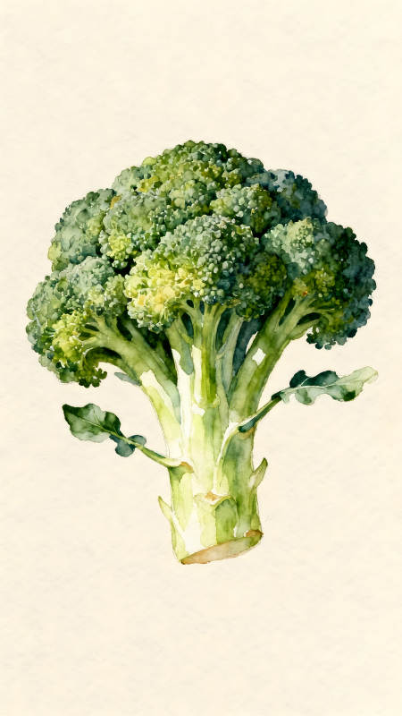 水彩绘制的绿色西兰花图片