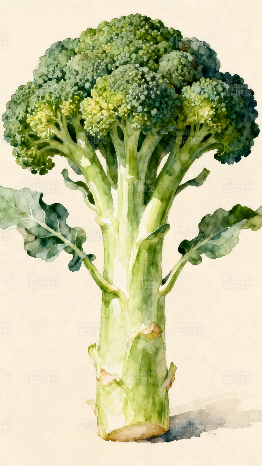 水彩西兰花特写图片