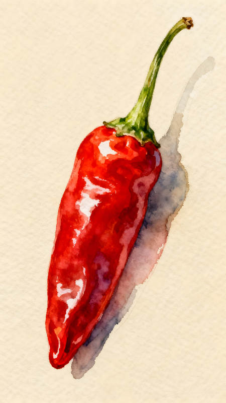 红辣椒水彩画色彩鲜艳细节丰富图片