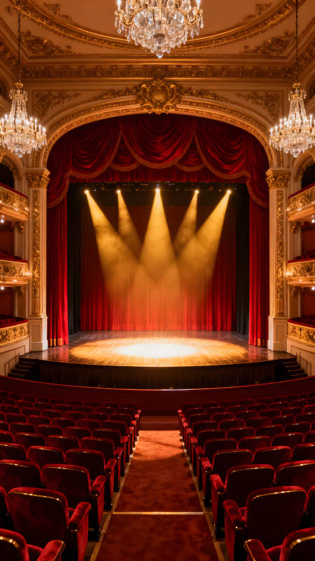 华丽剧院舞台景象聚光灯照亮演出图片