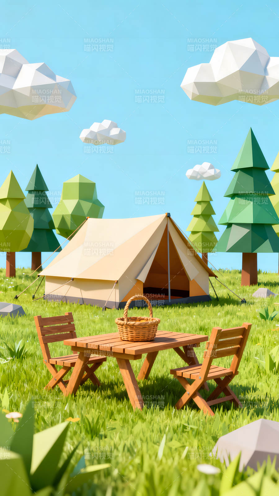 露营场景阳光明媚风景优美图片