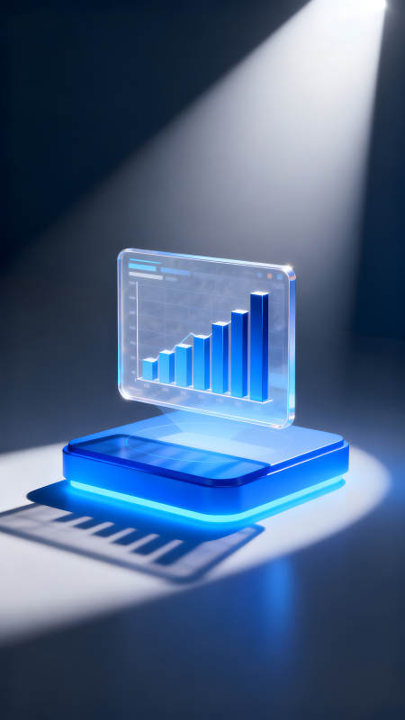 蓝色的数据图表展示了增长趋势图片