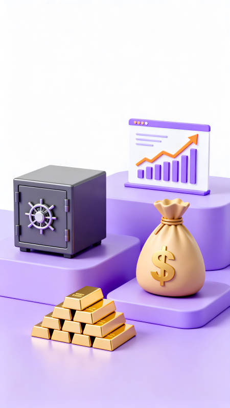 金融投资与财富增长的3D插画图片