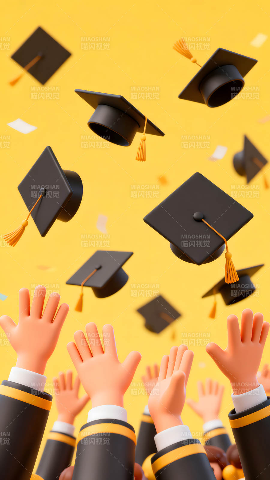毕业庆典学士帽飞扬图片