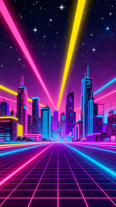 霓虹灯城市夜景充满未来感图片