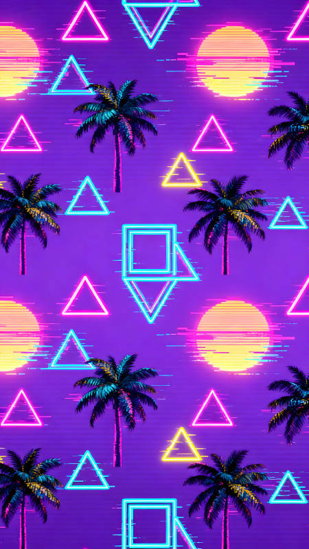 霓虹灯风格的复古热带风景图片