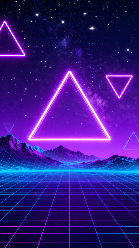 赛博朋克风格的星空与几何图形图片