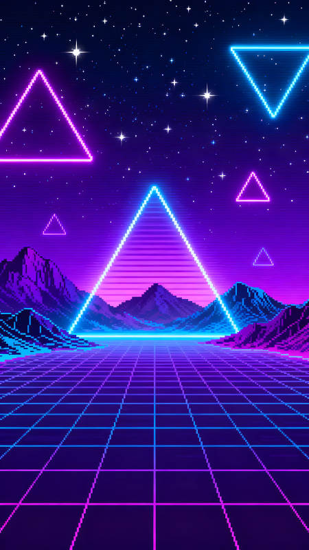 像素复古未来主义风格风景图片