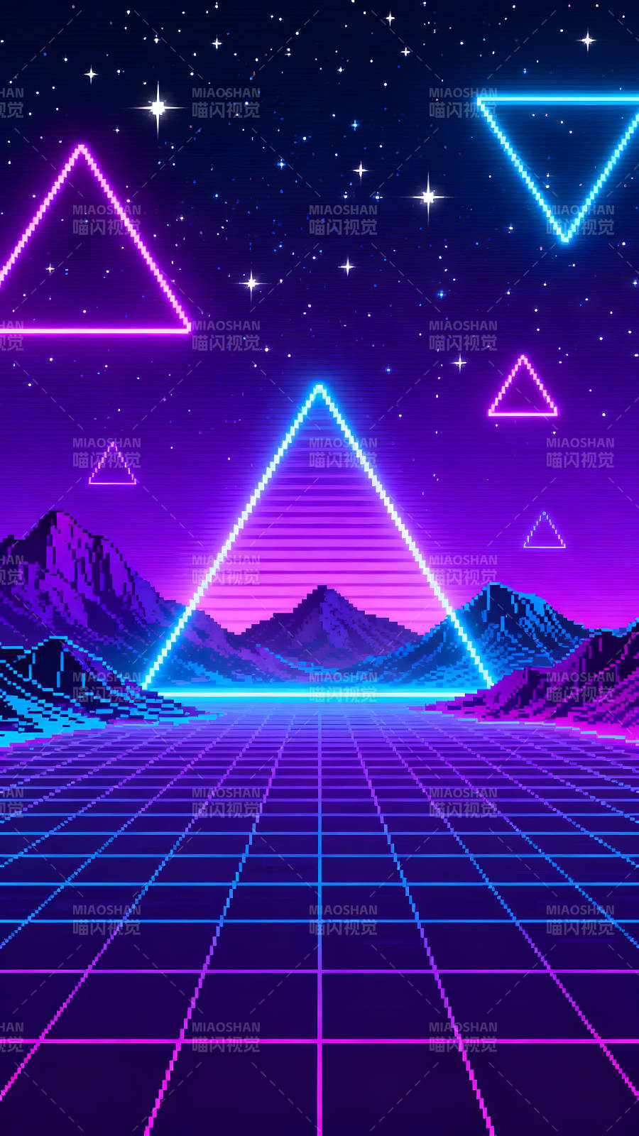 像素复古未来主义风格风景图片