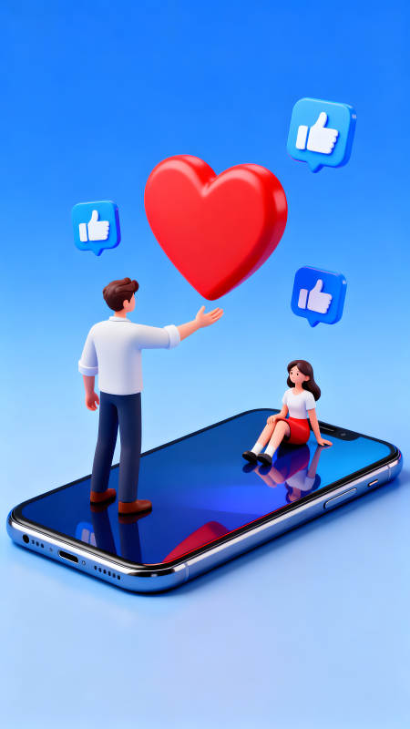 社交媒体互动的卡通插画图片