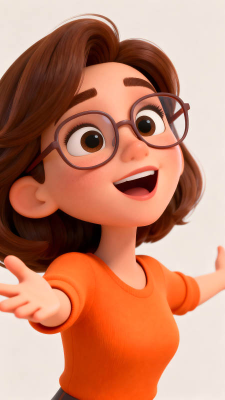 卡通女孩张开双臂欢迎图片