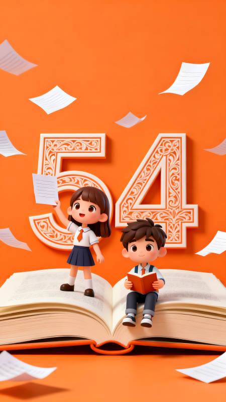 卡通人物书本数字构图图片