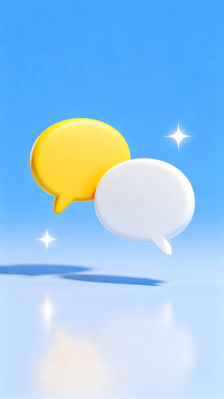 两只对话框在蓝色的背景下图片