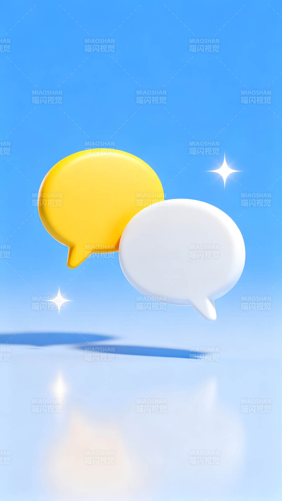 两只对话框在蓝色的背景下图片